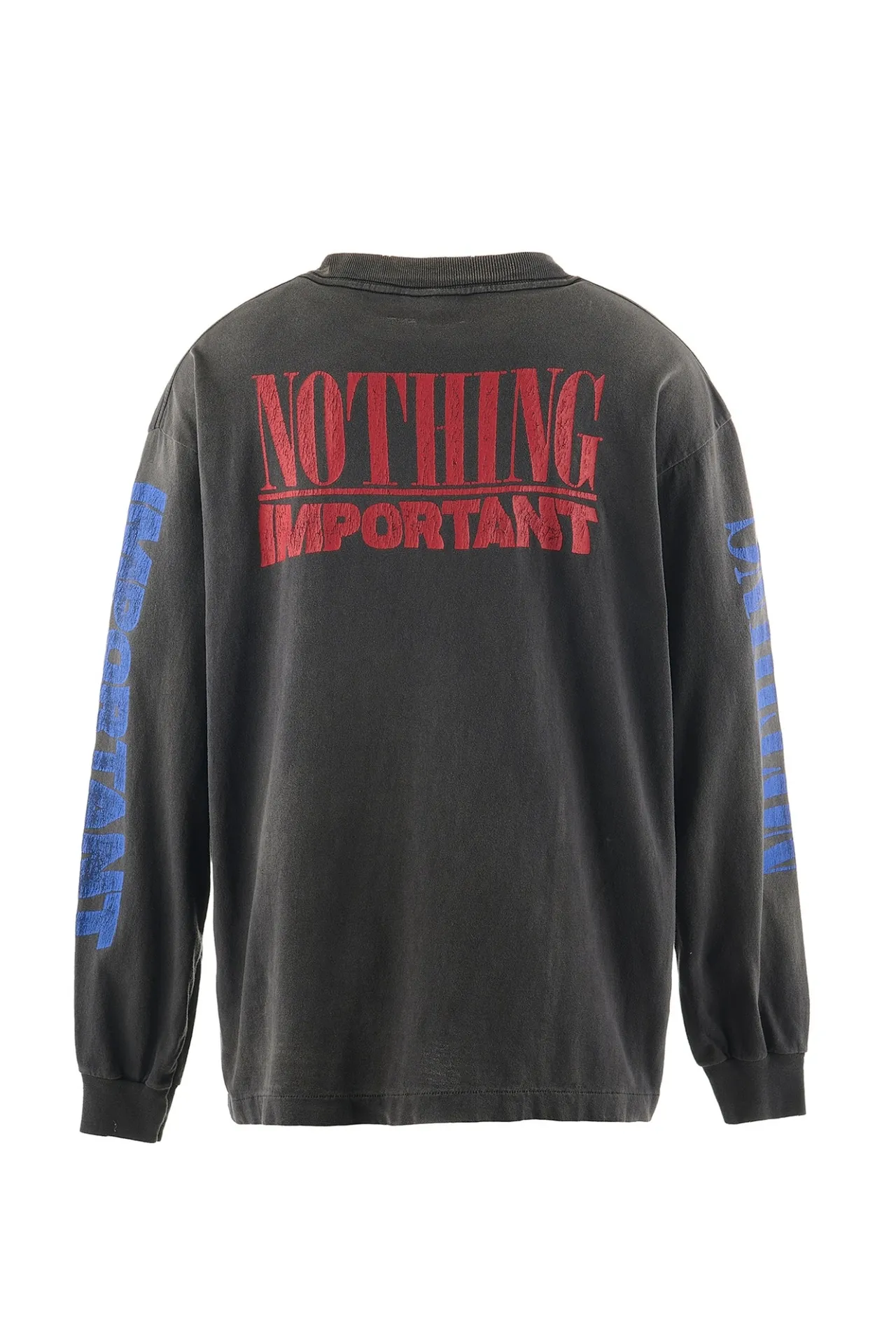 SAINT Mxxxxxx × Kosuke Kawamura's latest joint model KK_LS TEE/NOTHING IMP/BLK Holy Infant tadpole distressed long sleeves, wash black S-XL, original consistent wash mark/angel mark, original factory grade crack print, distressed mottled effect, heavy wash water, water spray fading, fade repositioning, pure handmade complex grinding and hanging